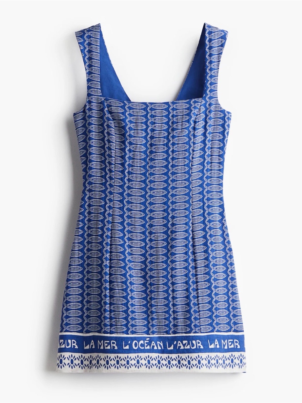 H&M Blue and White Printed Mini bow back Dress